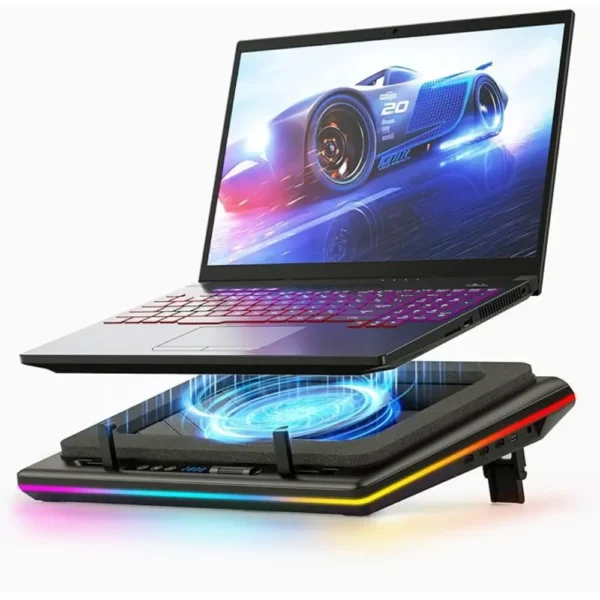 Gaming Laptop Cooler with Infinitely Variable Speed,Touch Control & LCD Screen