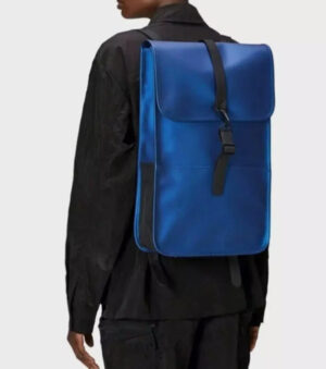 RAINS Backpack W3 Rucksack Waterproof Waves Blue Carabiner Closure Laptop School