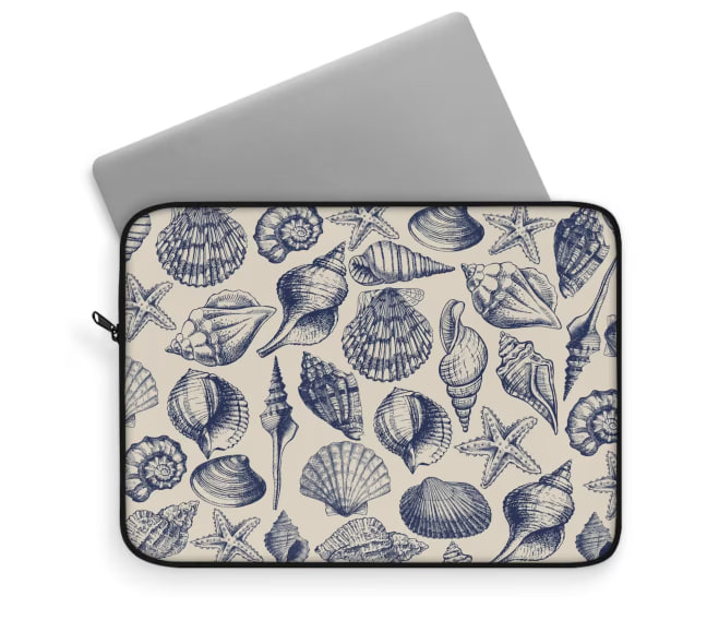Second image of Seashell Ocean Laptop Sleeve – Coastal Aesthetic Case