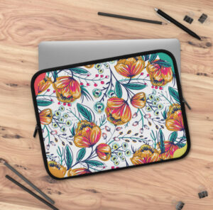 Floral Laptop Sleeve – Flower Pattern Computer Case for Women