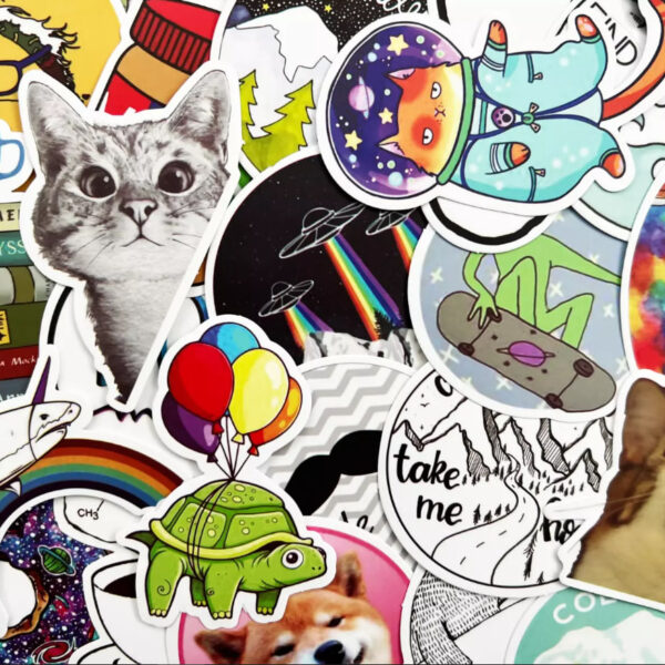 100 Varied Colors Cool Sticker Lot Book Fun Pack Laptop Car Alien Decals