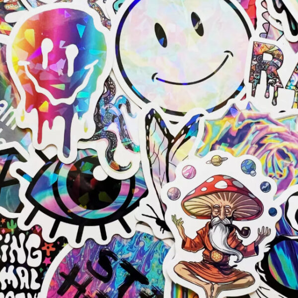10-100 Cool Holographic & Reflective Sticker Pack Rainbow Light Lot For Laptops