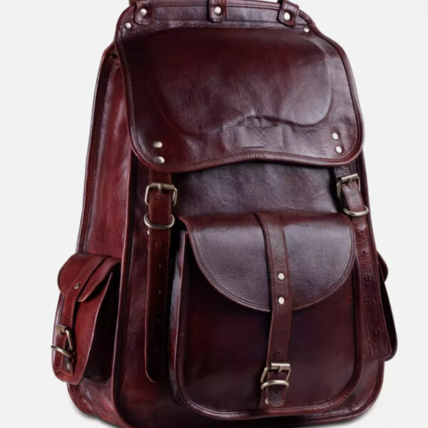 Second image of New Genuine Handmade Brown Leather Rucksack Backpack Laptop Bag