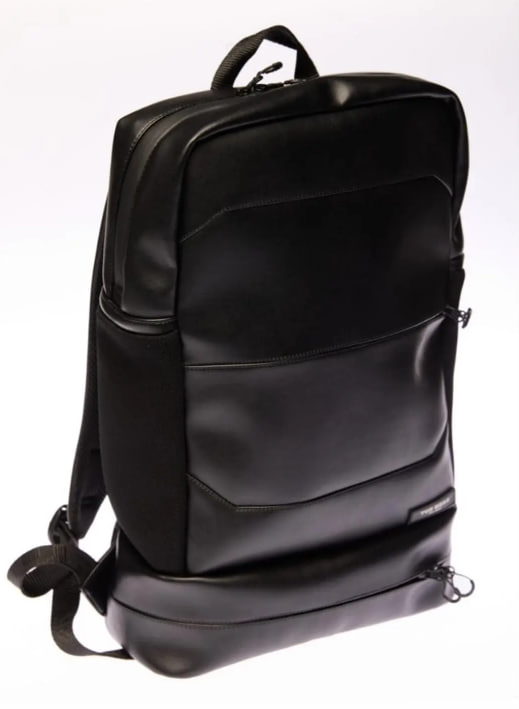 Rectangular backpack with a laptop compartment and mesh back panel