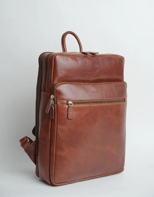 Large G&T genuine leather backpack for a 17-inch laptop, with a padded compartment