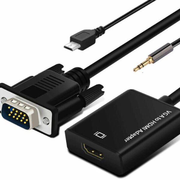 VGA To HDMI Converter 1080P HD Adapter With Audio Cable For HDTV PC Laptop TV US