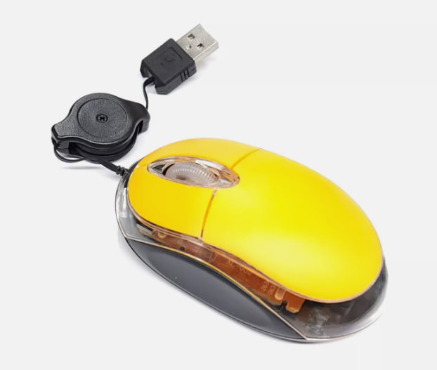 New Ultra Compact Retractable Cable USB Optical Mouse with Blue Led For Laptops