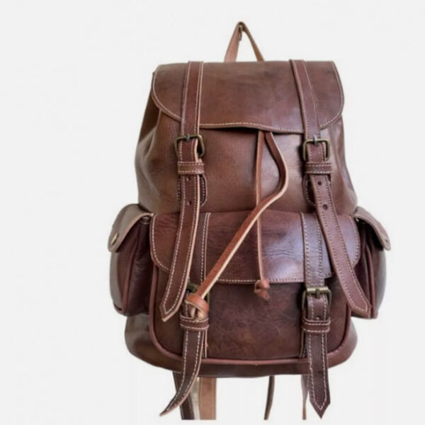 16” Genuine Leather Backpack Dark Brown Handmade Bag