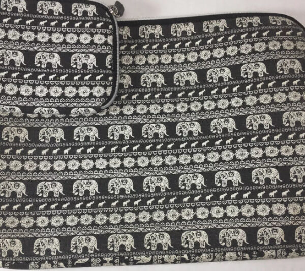 Laptop Tablet Sleeve Case Bag Foam Lined Black With Elephants Matching purse